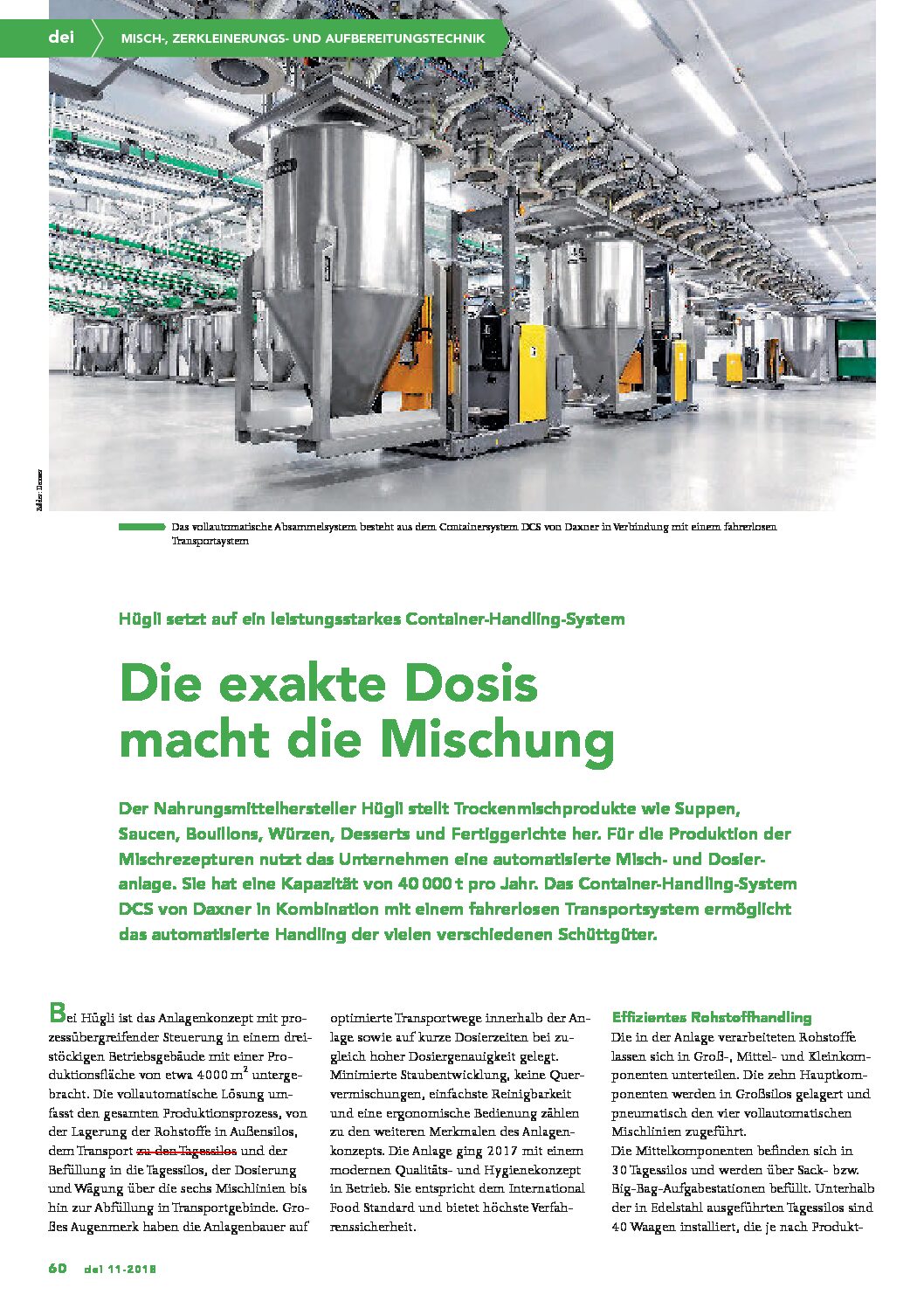 Automated solution for the production of dry mixed products - DAXNER